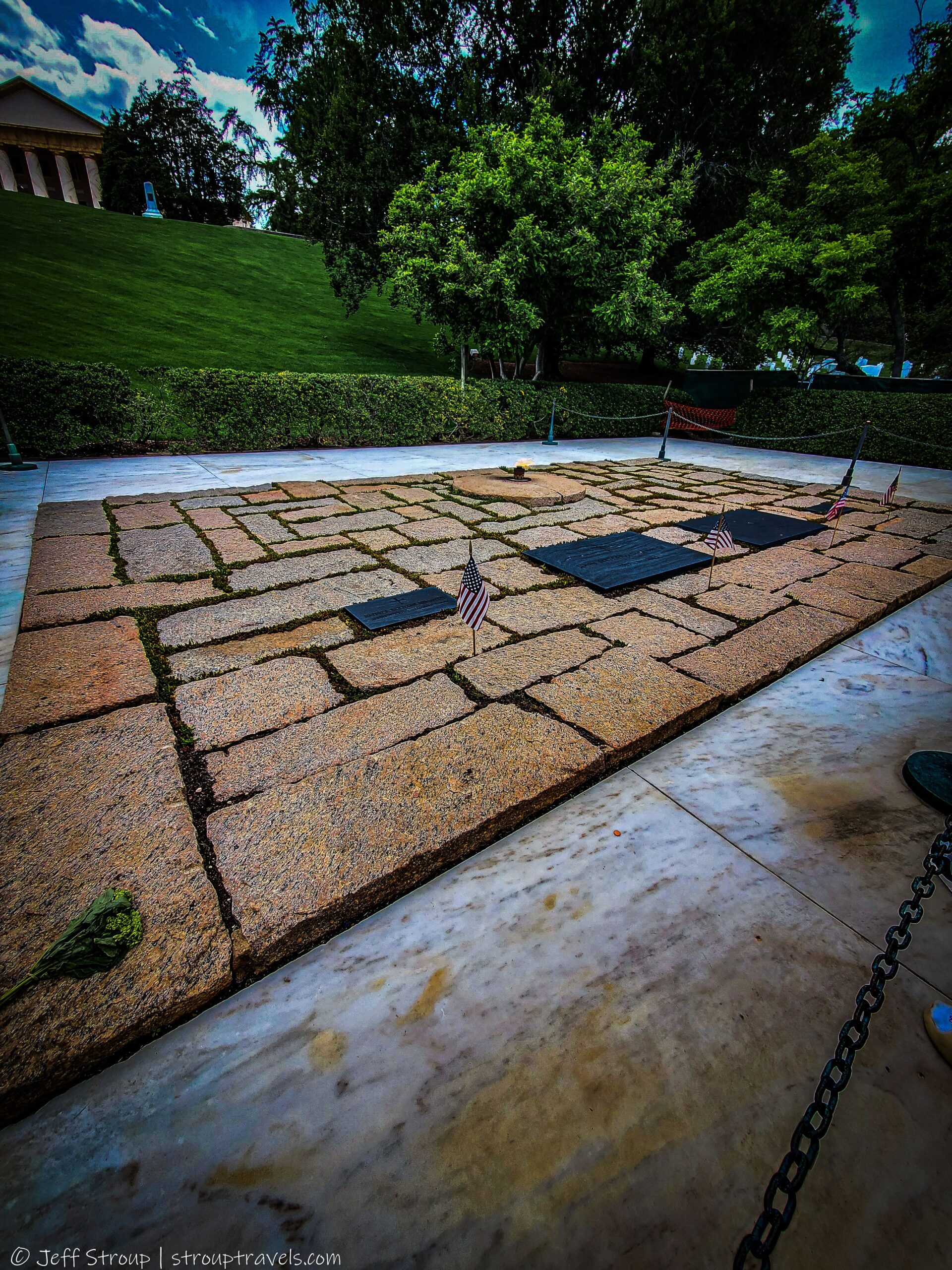 JFK’s Eternal Flame, flickering steady as the crowds pass by