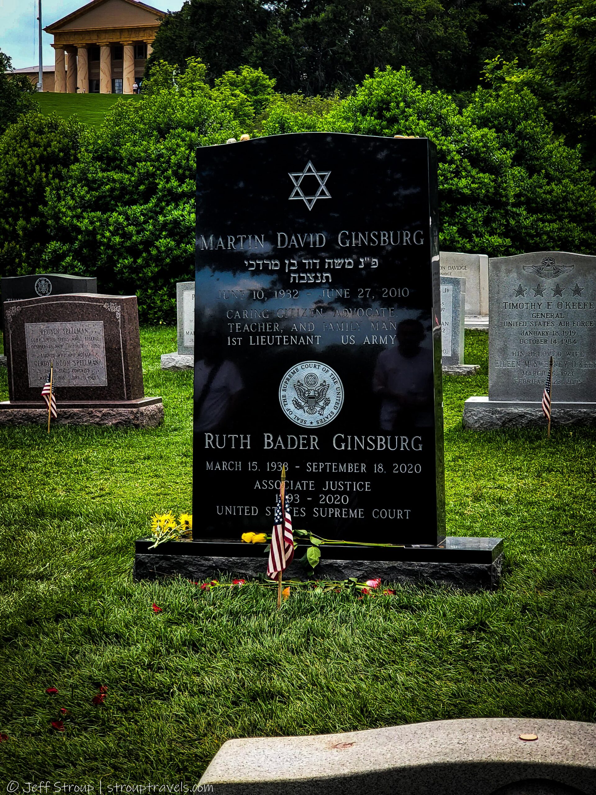 Ruth Bader Ginsburg’s headstone, standing firm and defiant, like her legacy.