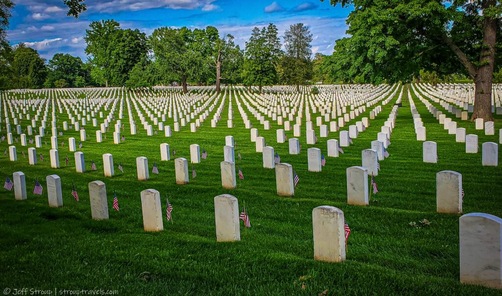 Rows of headstones at Arlington National Cemetery